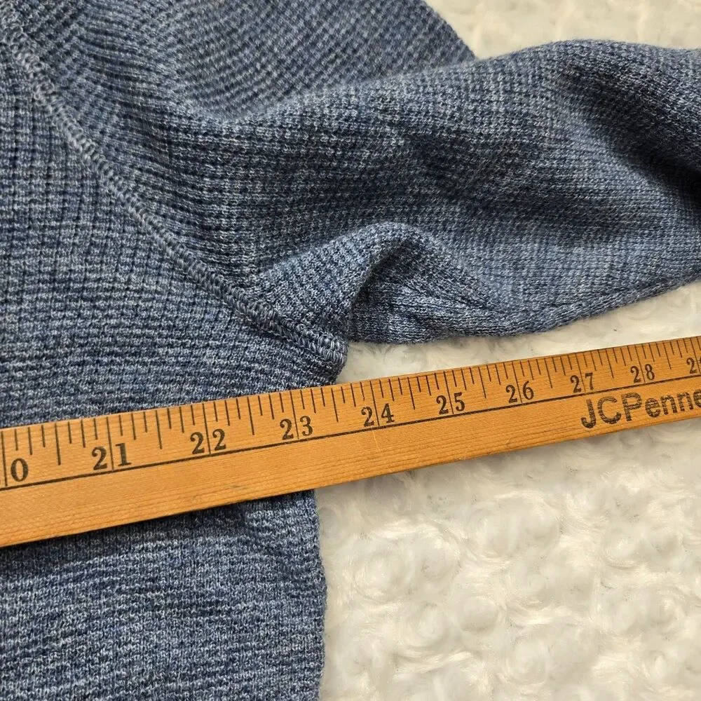 Jos. A. Bank Sweater Vip 4 Bttn Mock Mens M Blue Neck Quarter Button Merino